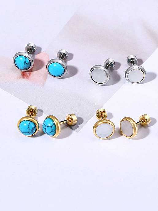 316L Surgical Steel Turquoise Round Vintage Stud Earring