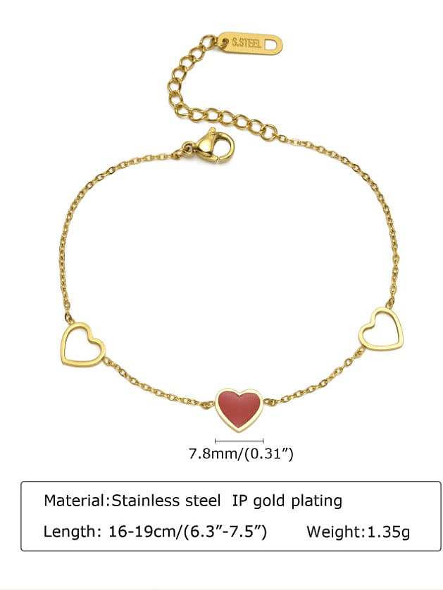 Titanium Steel Enamel Heart Minimalist Link Bracelet