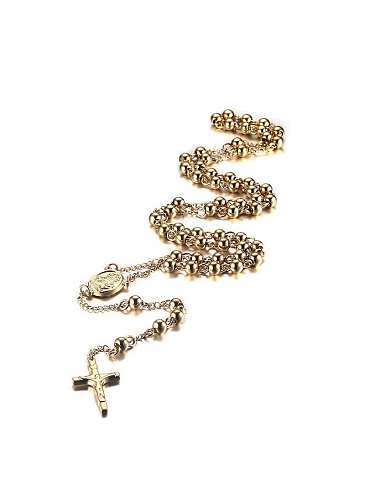 Exquisite Gold Plated Cross Shaped Titanium Sweater Chain