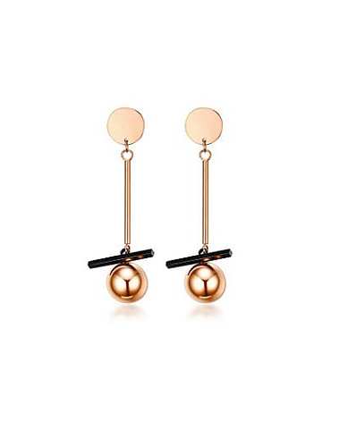 Elegant Rose Gold Plated Ball Shaped Titanium Drop Earrings