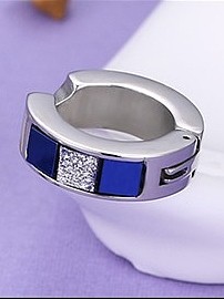 Blue Shining Sticker Stainless Steel Clip Earrings
