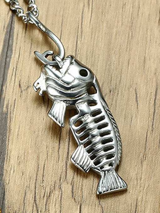 Delicate Black Gun Plated Fish Bones Shaped Titanium Pendant