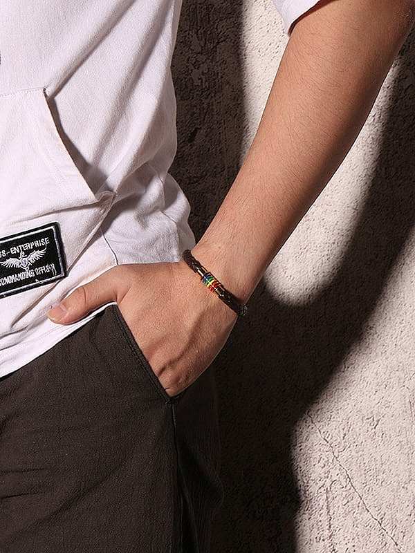 Personality Geometric Shaped Artificial Leather Enamel Bracelet