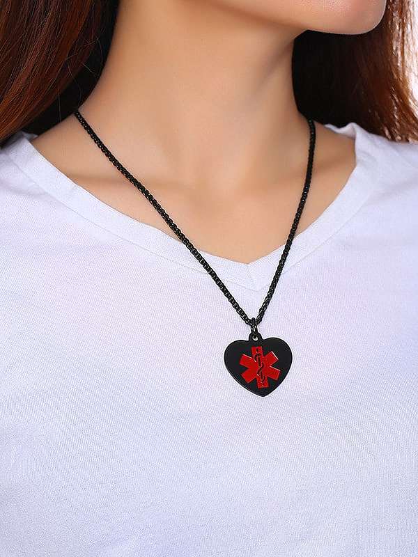 Titanium Enamel Heart Minimalist Necklaces
