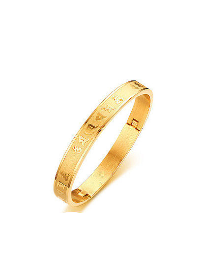 Delicate Gold Plated Geometric Shaped Titanium Scripture Bangle