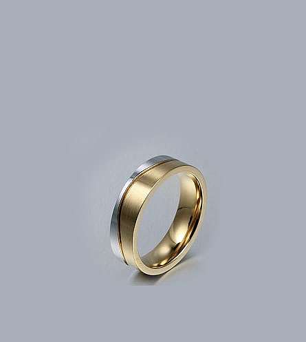 Titanium Steel Cubic Zirconia Geometric Couple Ring
