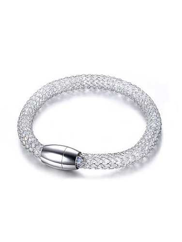 Trendy Net Shaped Stainless Steel Crystal Bracelet