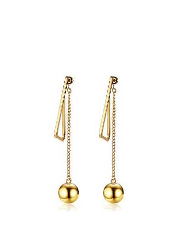 All-match Gold Plated Round Shaped Titanium Drop Earrings