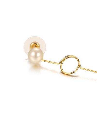 Temperament Gold Plated Asymmetric Artificial Pearl Drop Earrings