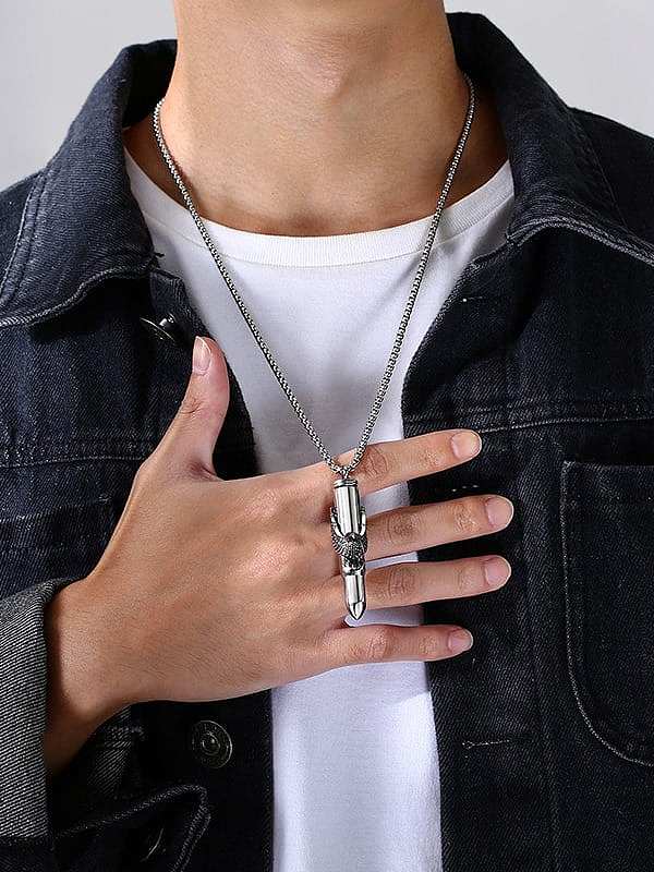 Stainless steel Bullet Vintage Pendant Necklace