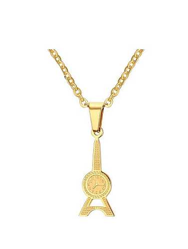 Temperament Gold Plated Clock Shaped Stainless Steel Pendant