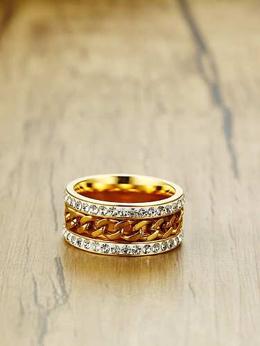 Trendy Gold Plated Geometric Rhinestone Ring