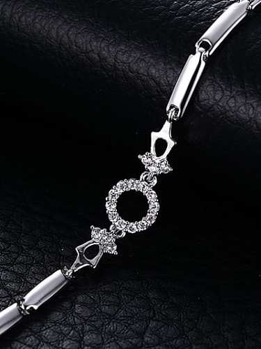 All-match Round Shaped Platinum Plated Zircon Bracelet