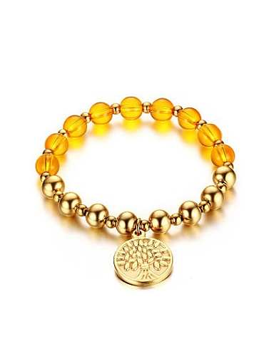 Trendy Gold Plated Tag Shaped Stones Titanium Braceley