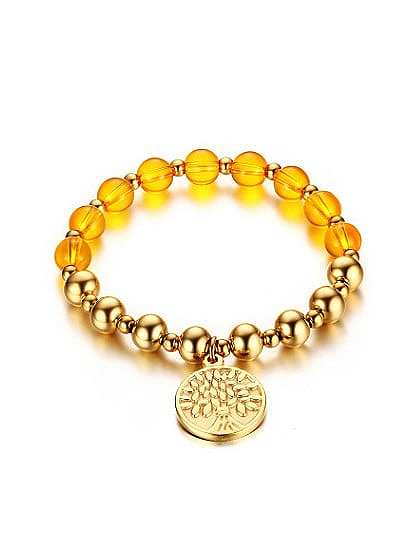 Trendy Gold Plated Tag Shaped Stones Titanium Braceley