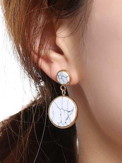 Fashion Round Shaped Gold Plated Stone Drop Earrings