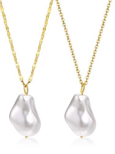 Pendiente minimalista irregular de perlas de agua dulce de acero inoxidable