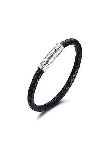 Fashion Geometric Shaped Artificial Leather Titanium Bracelet