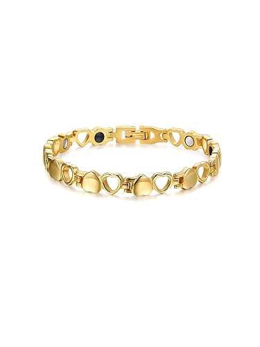 Stainless Steel With Gun Plated Simplistic Hollow Heart Bracelets