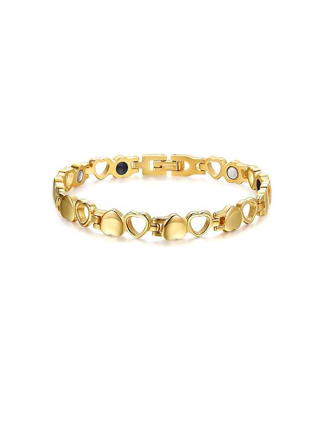 Stainless Steel With Gun Plated Simplistic Hollow Heart Bracelets