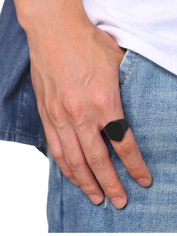 Stainless Steel With White Gold Plated Simplistic Smooth Geometric Band Rings