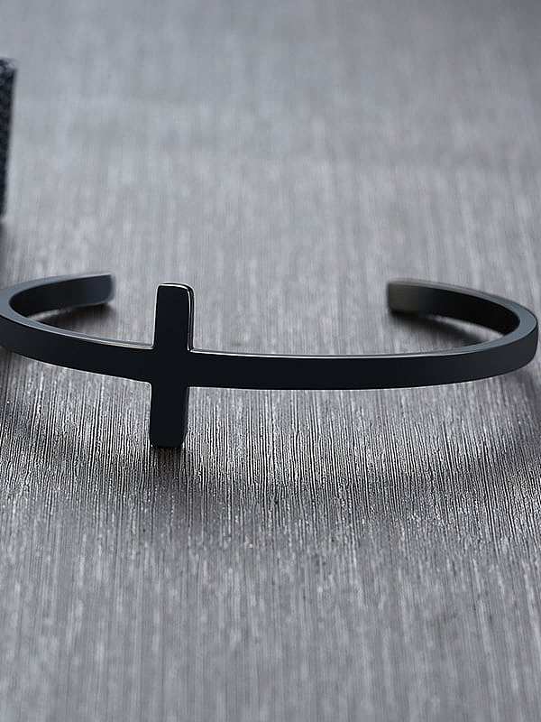 Stainless Steel With Gun Plated Simplistic Cross Bracelets