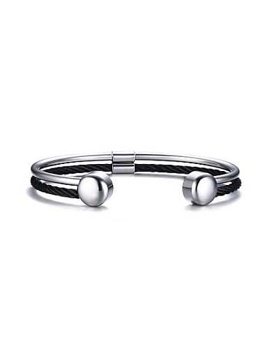 Personality Open Design Black Gun Plated Stainless Steel Bangle