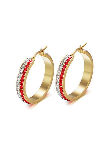 Exaggerated Gold Plated Double Color Rhinestone Drop Earrings