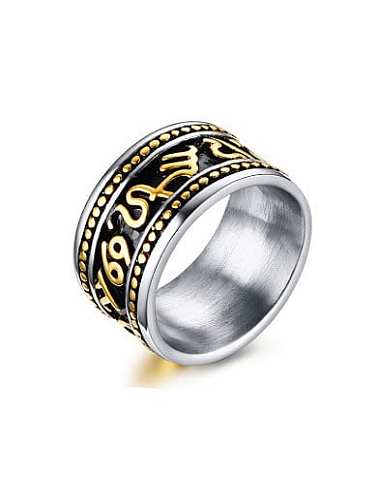 Requintado anel de titânio em forma geométrica banhado a ouro