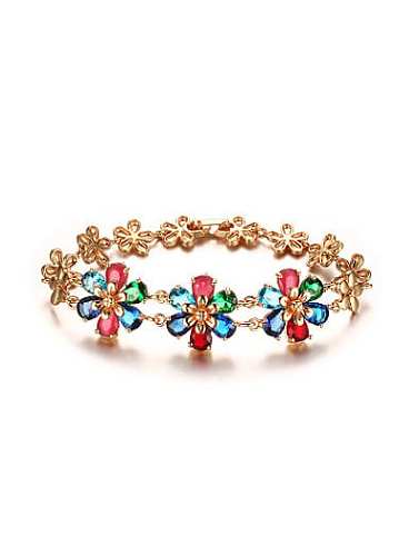 Exquisite Gold Plated Flower Shaped Zircon Bracelet