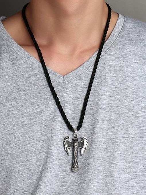 Delicate Antique Silver Plated Hatchet Shaped Stainless Steel Necklace