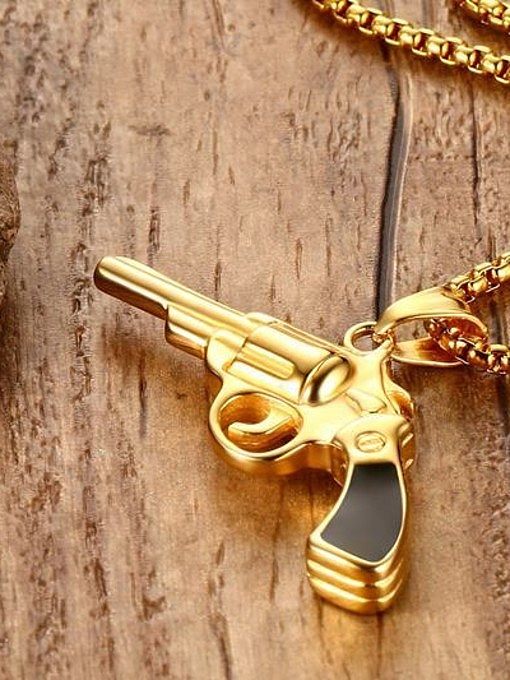 Personality Gold Plated Pistol Shaped Titanium Pendant