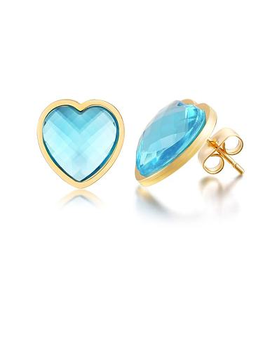 Stainless steel Glass Stone Heart Minimalist Stud Earring