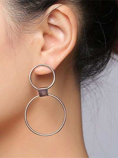Trendy Rose Gold Plated Round Shaped Titanium Drop Earrings