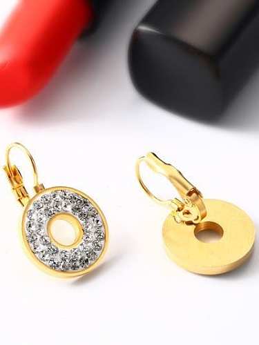 Exquisite Round Shaped Rhinestone Titanium Drop Earrings