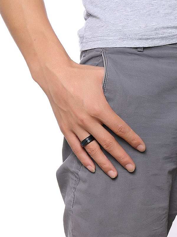 Stainless Steel With Gun Plated Simplistic Round Band Rings