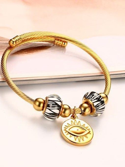 Exquisite Gold Plated Cross Shaped Titanium Bracelet