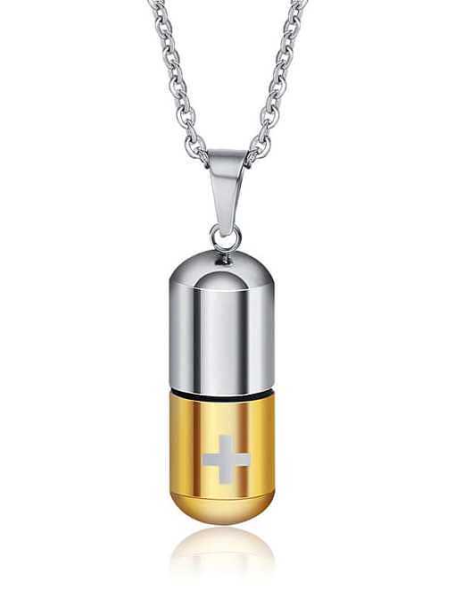 Titanium Steel Pill Perfume Bottle Pendant Pendant Necklace For Men