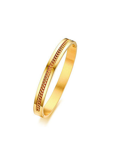 Women Gold Plated Geometric Shaped Titanium Bangle