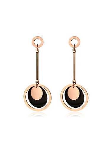 Temperament Rose Gold Plated Round Shaped Drop Earrings