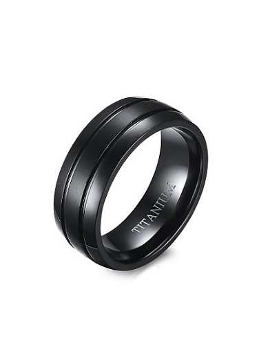 Personality Black Gun Plated High Polished Titanium Ring