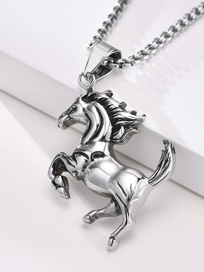 Titanium Steel Hip Hop Horse Pendant