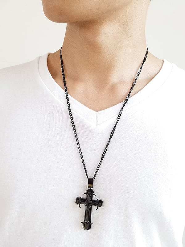 Collier religieux minimaliste croix en acier inoxydable
