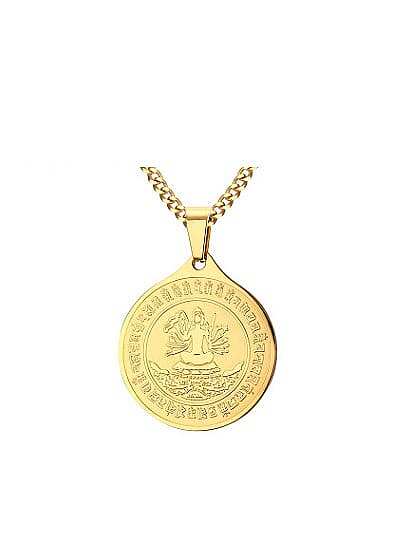 Unisex All-match Gold Plated Round Shaped Titanium Pendant