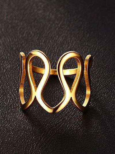 Exquisite Gold Plated Geometric Shaped Titanium Ring