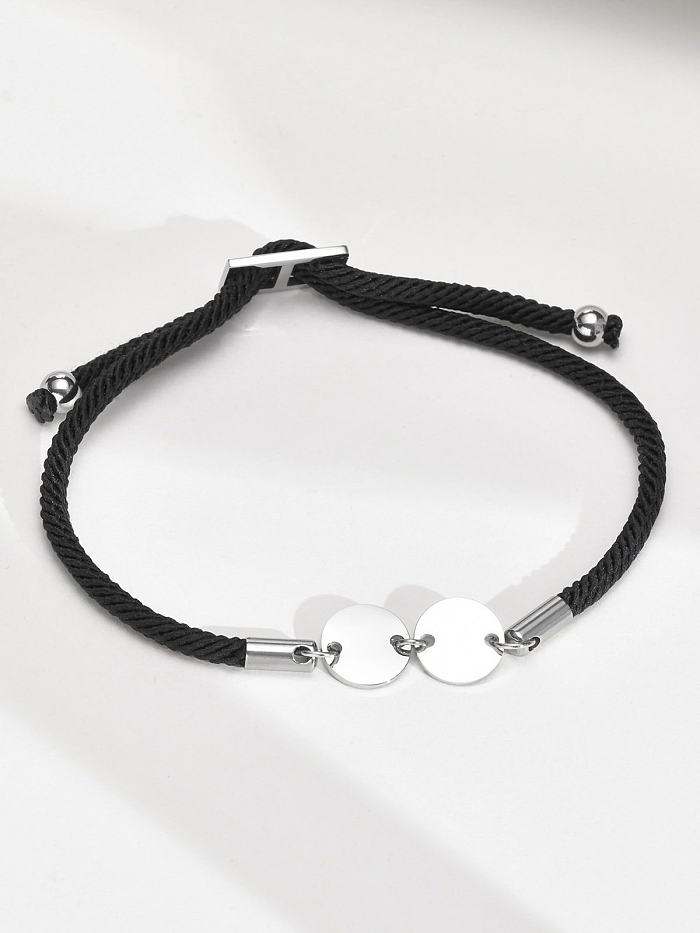 Geometrisches, minimalistisches, verstellbares Armband aus Kunstleder aus Edelstahl