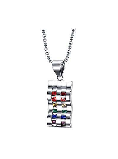 Exquisite Geometric Shaped Colorful Rhinestones Titanium Pendant