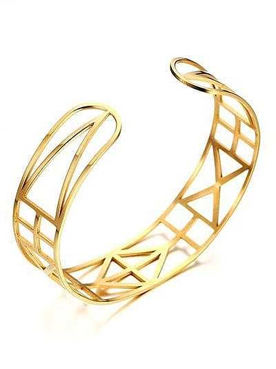 Trendy Hollow Geometric Shaped Gold Plated Bangle