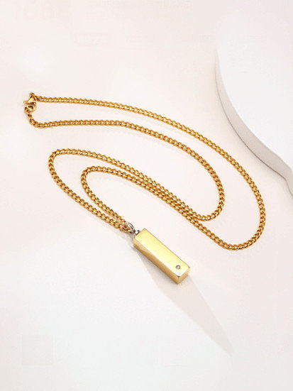 Titanium Steel White Minimalist Rectangle Pendant