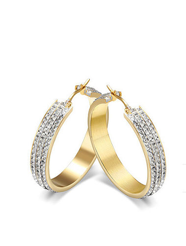 All-match Gold Plated Geometric Shaped Rhinestone Drop Earrings